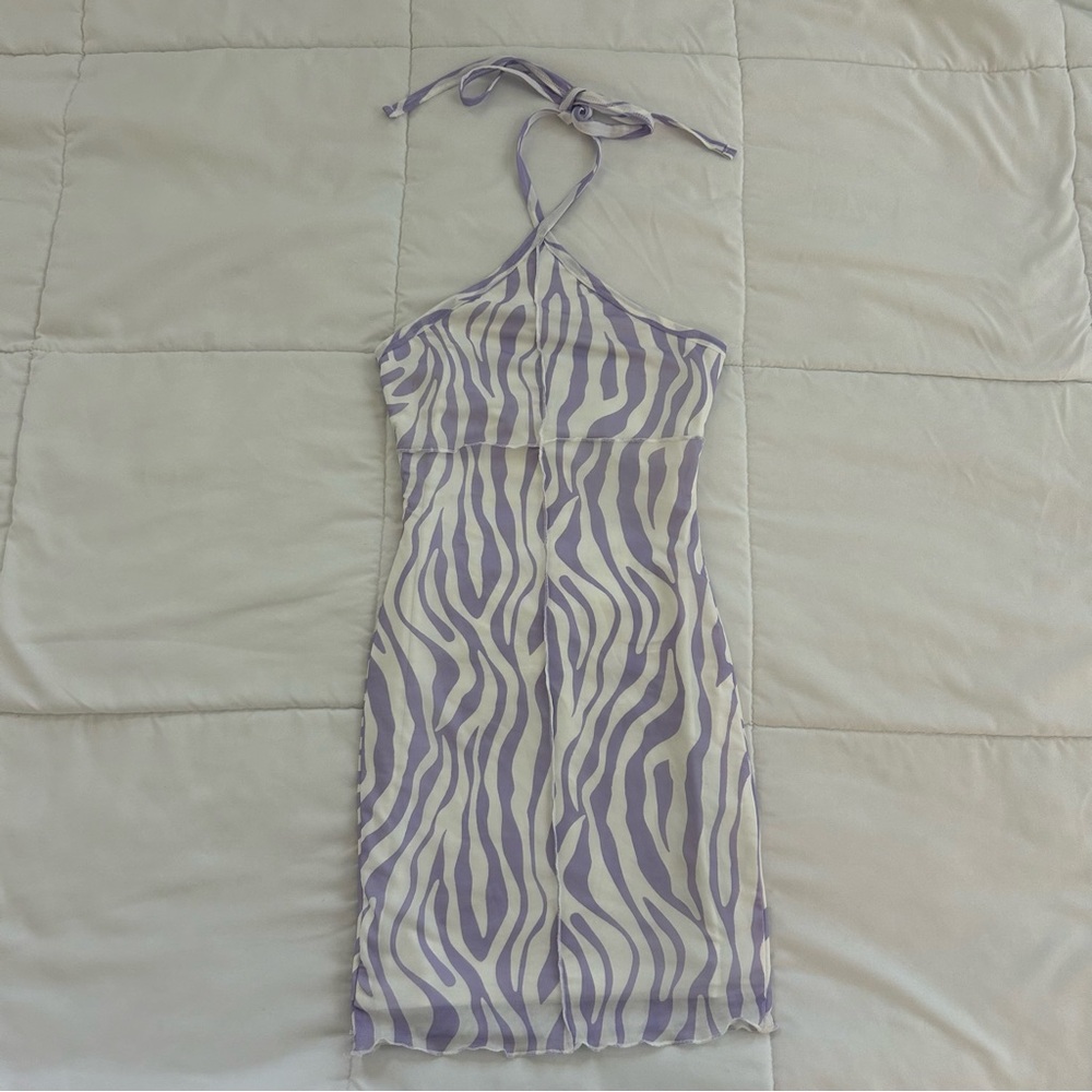 Princess Polly Lilac Zebra Print Halter Mini Dress